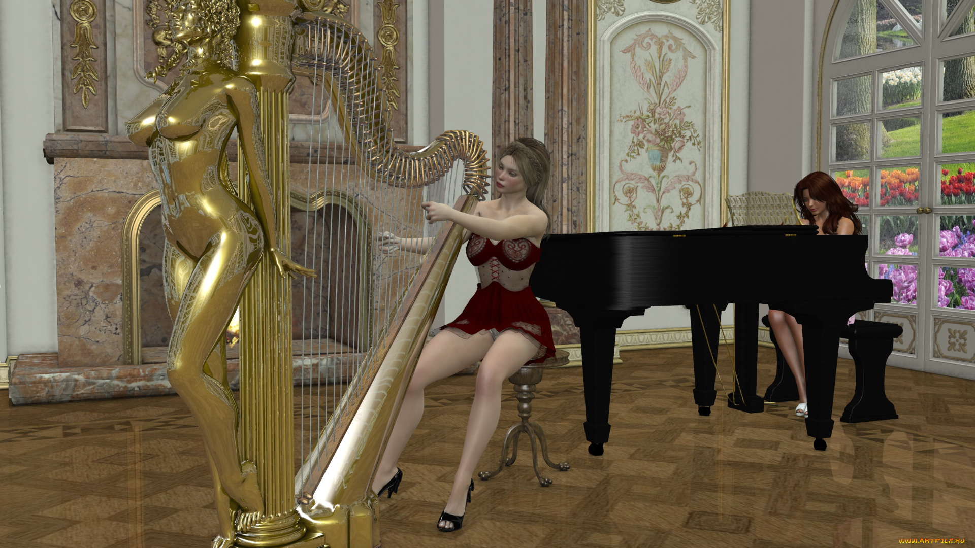 3д, графика, люди, , people, девушки, фон, взгляд