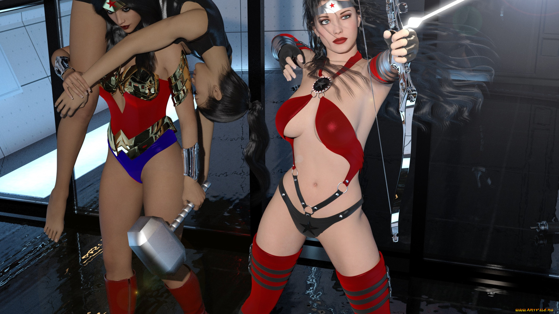 amazon, vs, cheetah, 3д, графика, фантазия, , fantasy, взгляд, фон, девушка