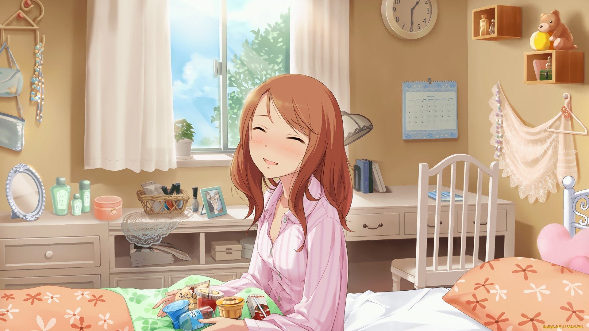 аниме, idolm@ster, фон, взгляд, девушка