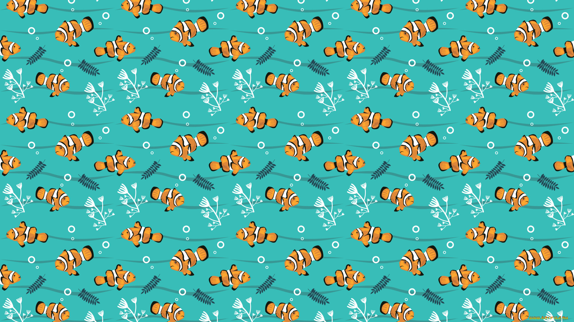 векторная, графика, животные, , animals, рыбки, водоросли, узор