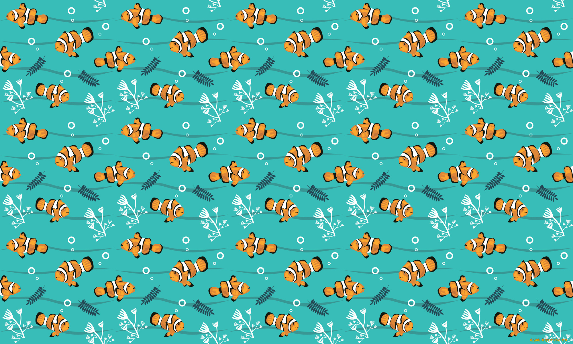 векторная, графика, животные, , animals, рыбки, водоросли, узор