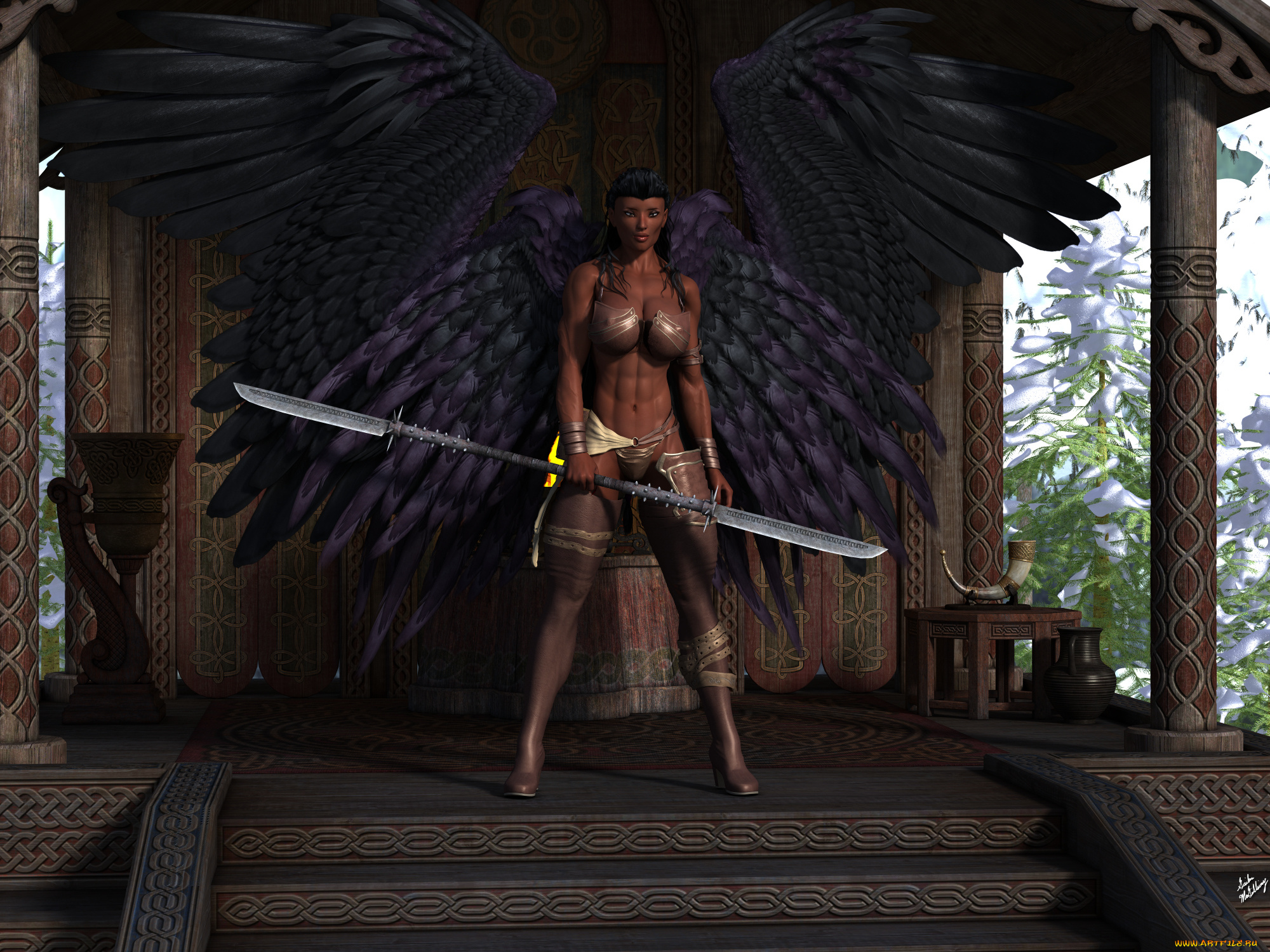 3д, графика, фантазия, , fantasy, фон, девушка, взгляд