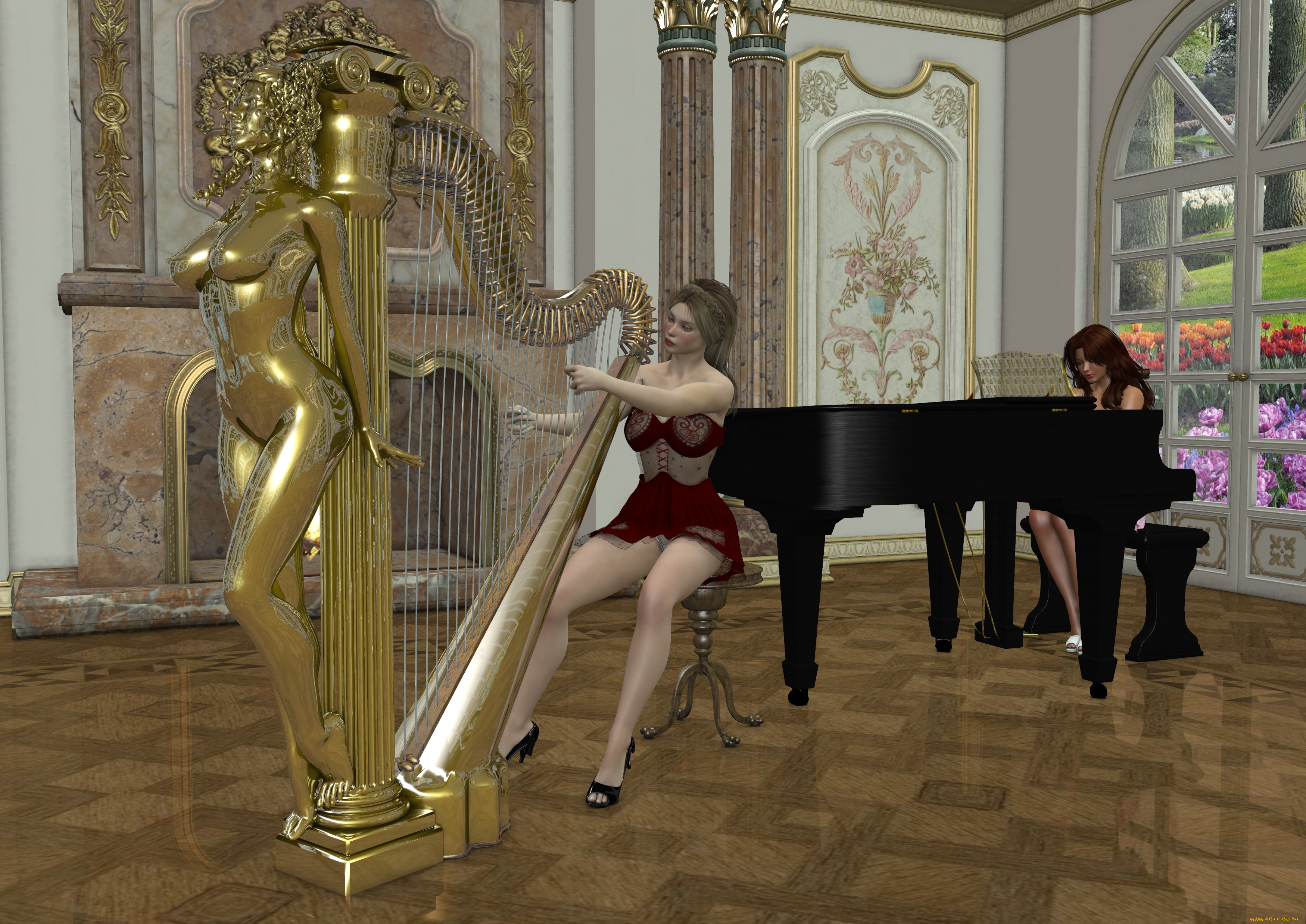 3д, графика, люди, , people, девушки, фон, взгляд