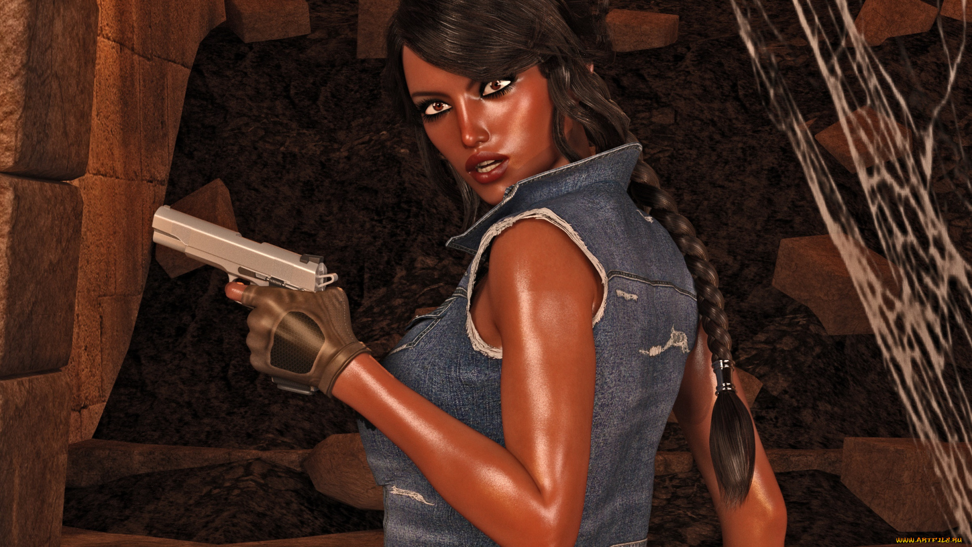 3д, графика, фантазия, , fantasy, фон, взгляд, девушка