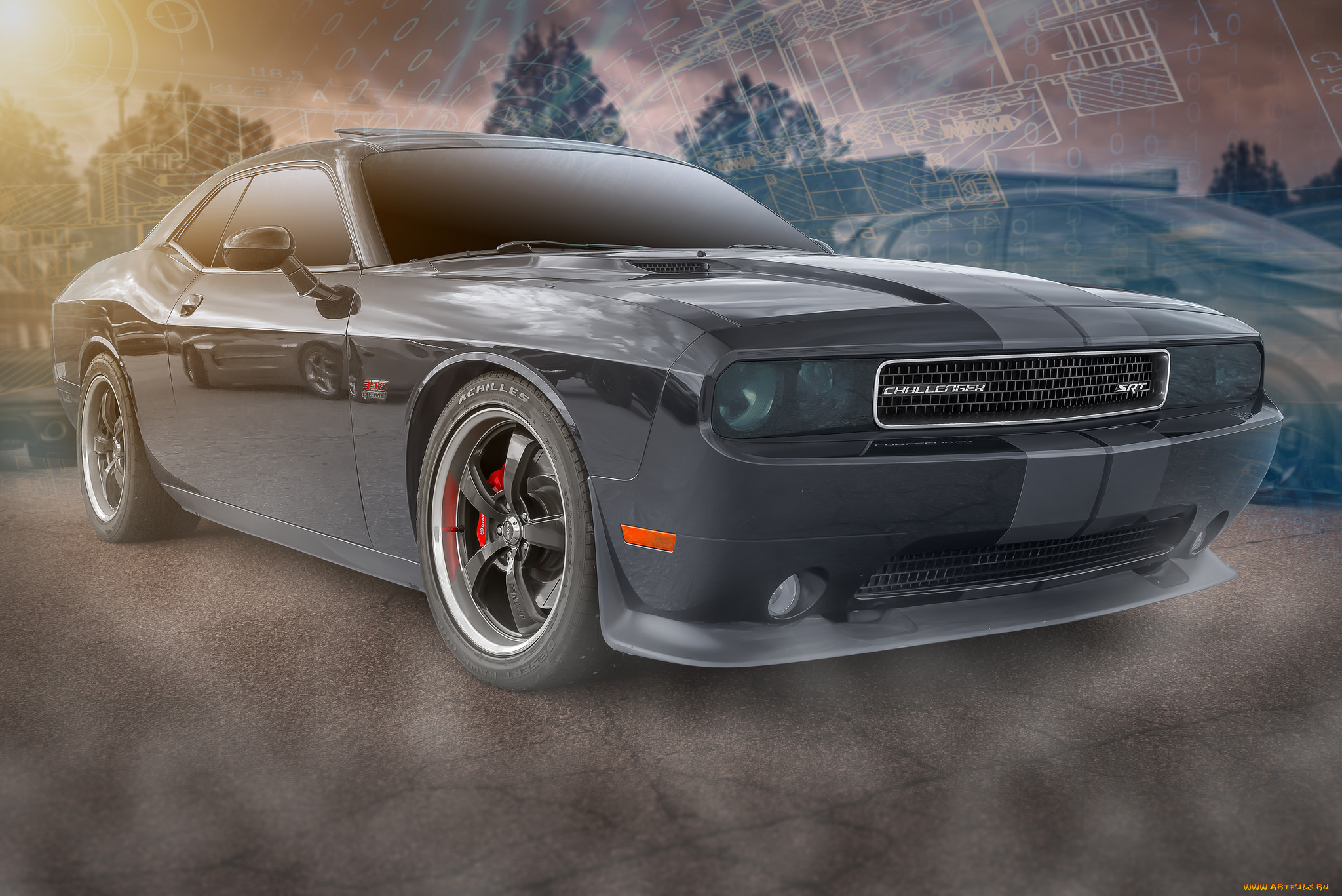 dodge, challenger, srt, автомобили, dodge, спорткар