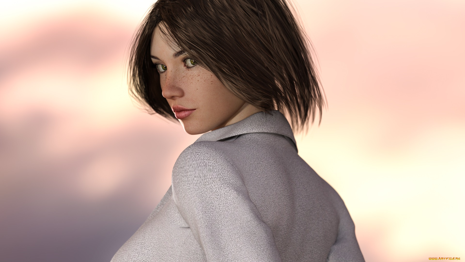 3д, графика, люди, , people, фон, взгляд, девушка