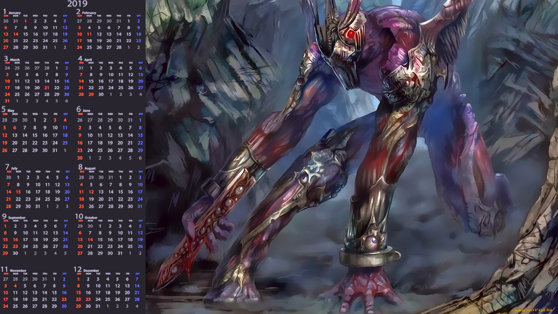 календари, фэнтези, существо, монстр