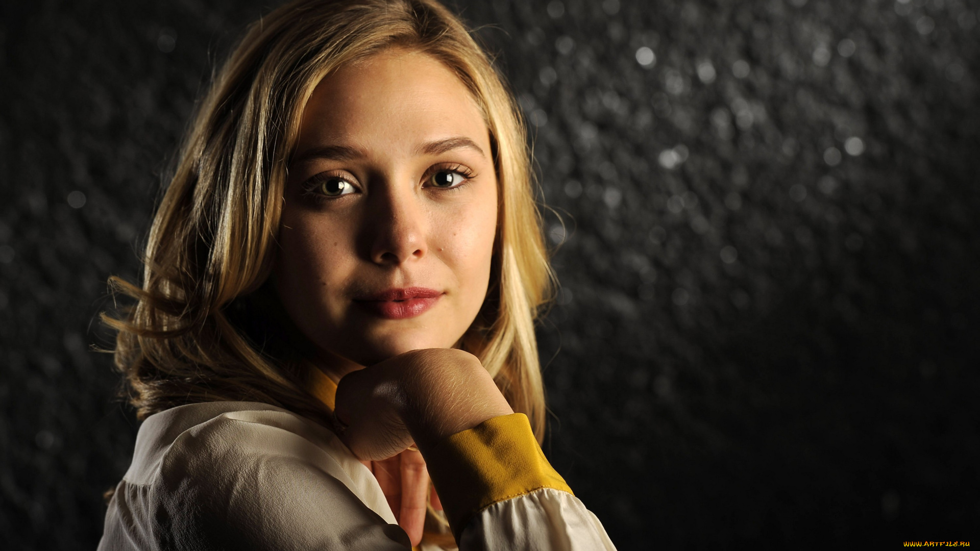 девушки, elizabeth, olsen, блондинка, лицо, улыбка, блузка