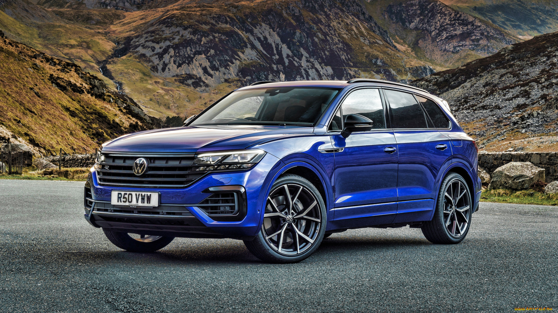 2021, volkswagen, touareg, r, hybrid, автомобили, volkswagen, touareg, r, hybrid, 2021, 4k, вид, спереди, новый, синий, tуарег, тюнинг, vw, немецкие, фольксваген, гибрид