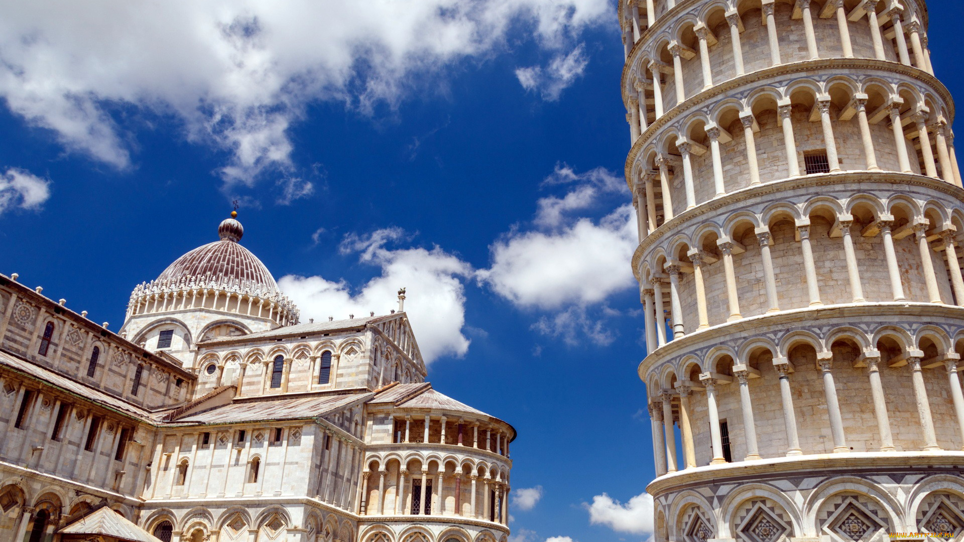 города, пиза, , италия, падающая, башня