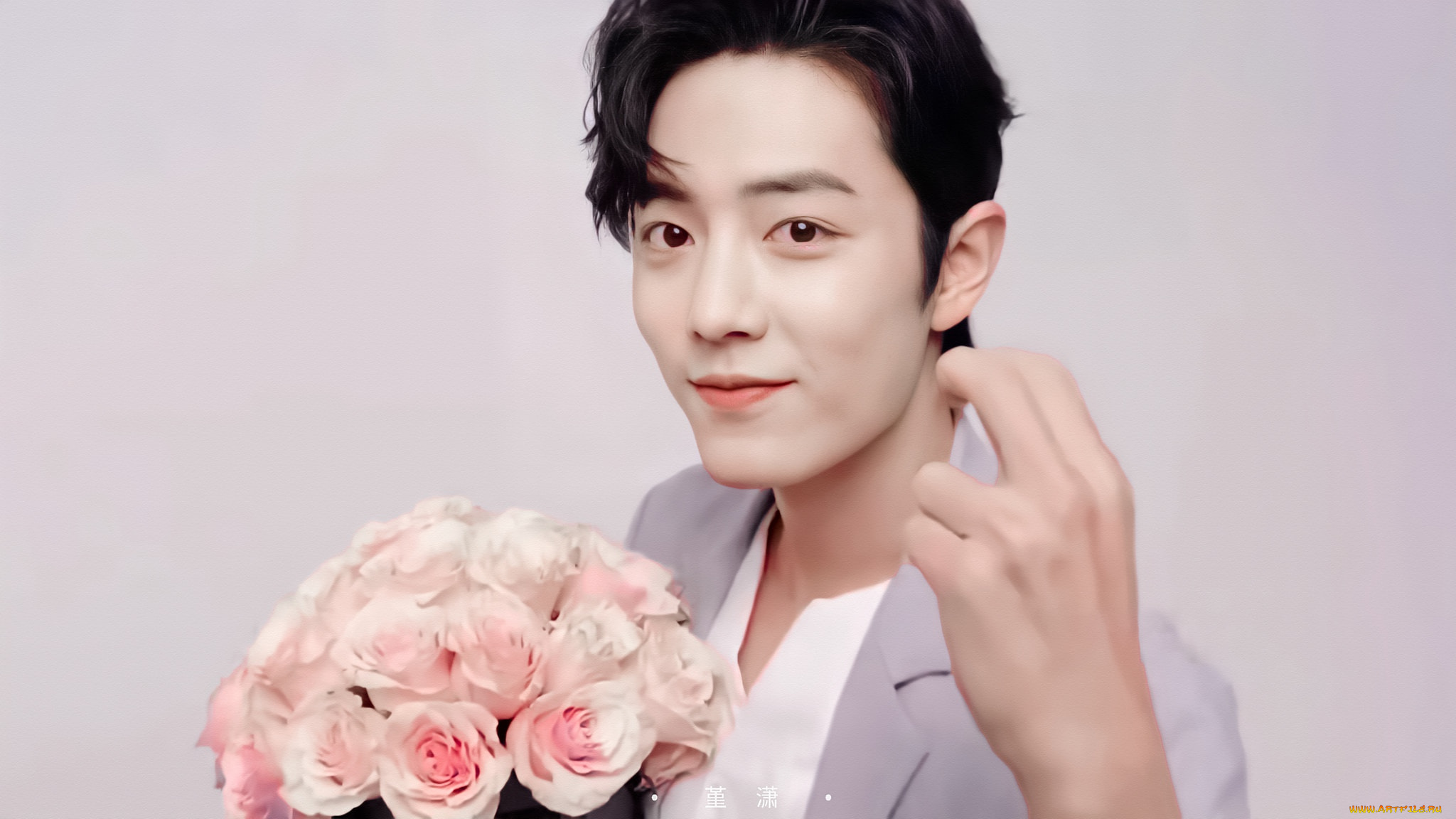 мужчины, xiao, zhan, актер, лицо, букет