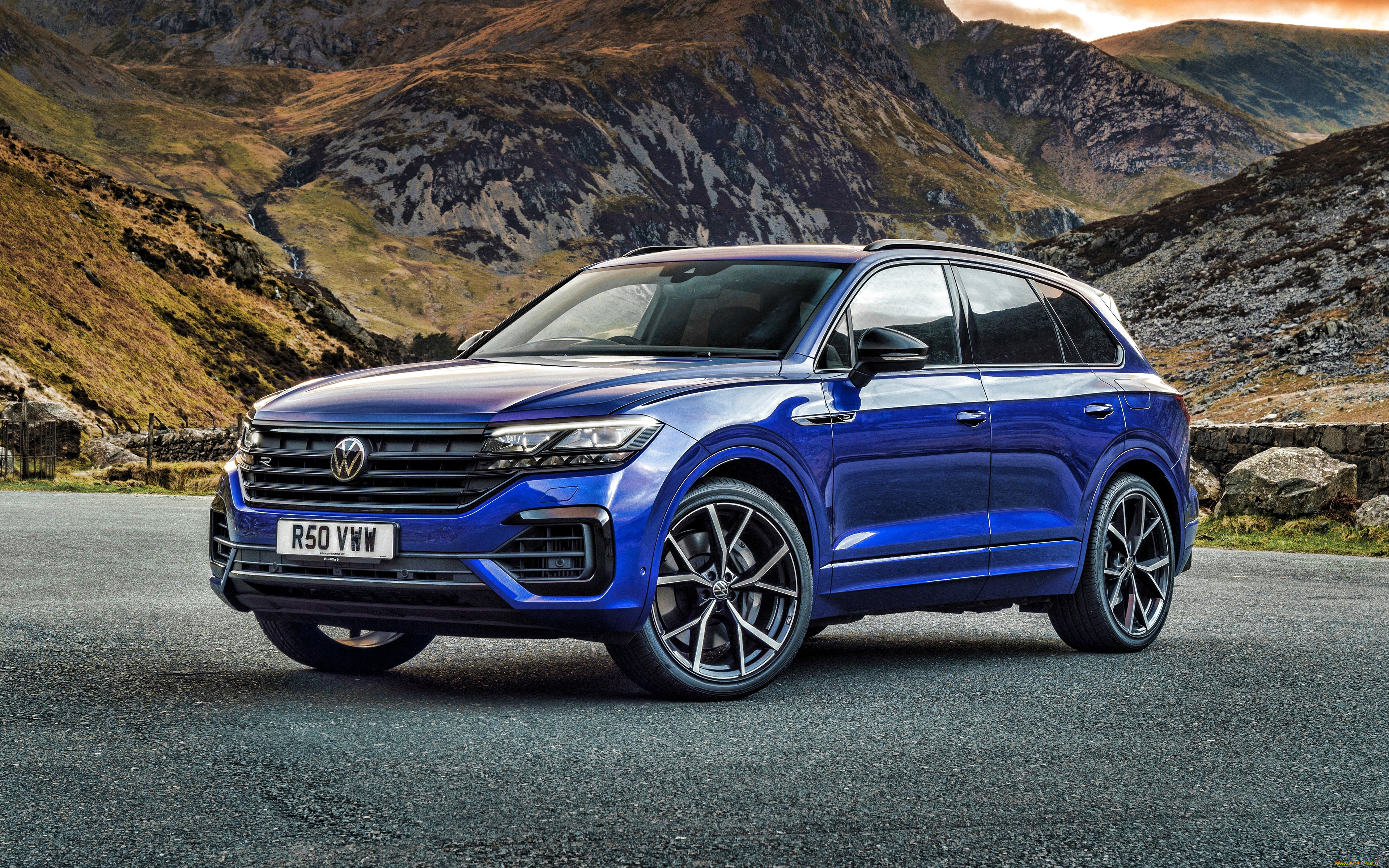 2021, volkswagen, touareg, r, hybrid, автомобили, volkswagen, touareg, r, hybrid, 2021, 4k, вид, спереди, новый, синий, tуарег, тюнинг, vw, немецкие, фольксваген, гибрид