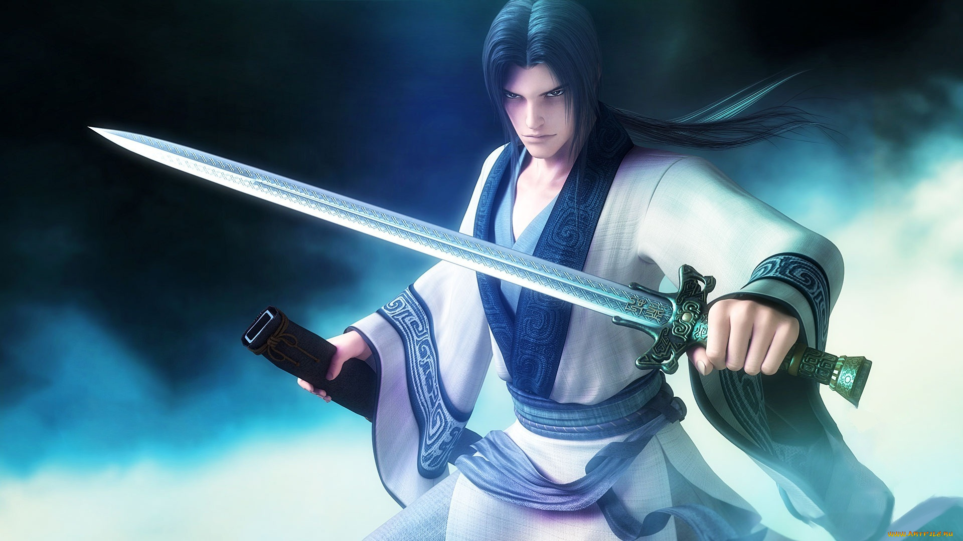 3д, графика, аниме, , anime, парень, меч, азия