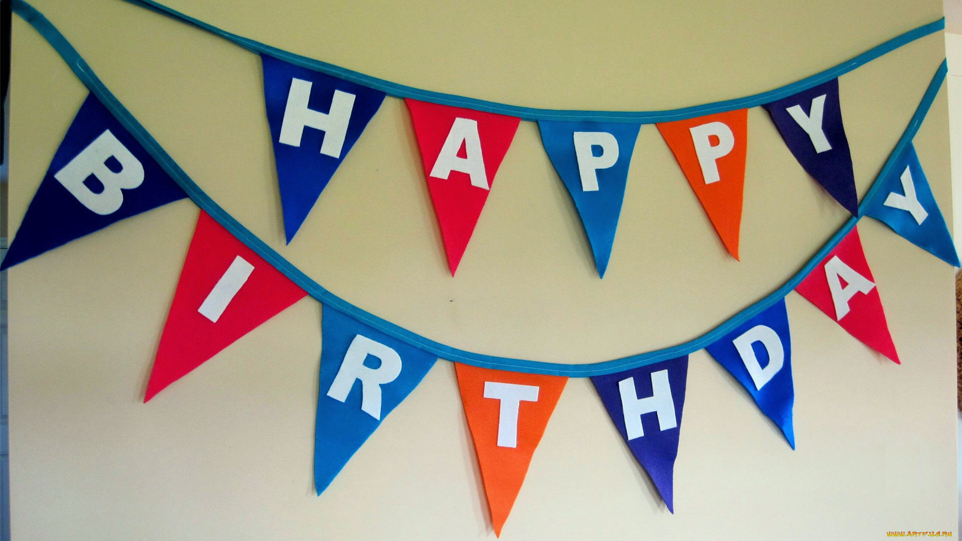 праздничные, день, рождения, флажки, поздравление