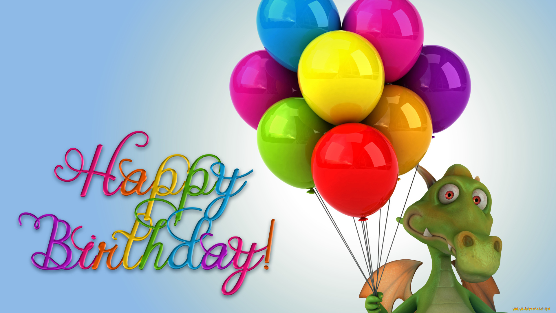 праздничные, день, рождения, шарики, дракончик