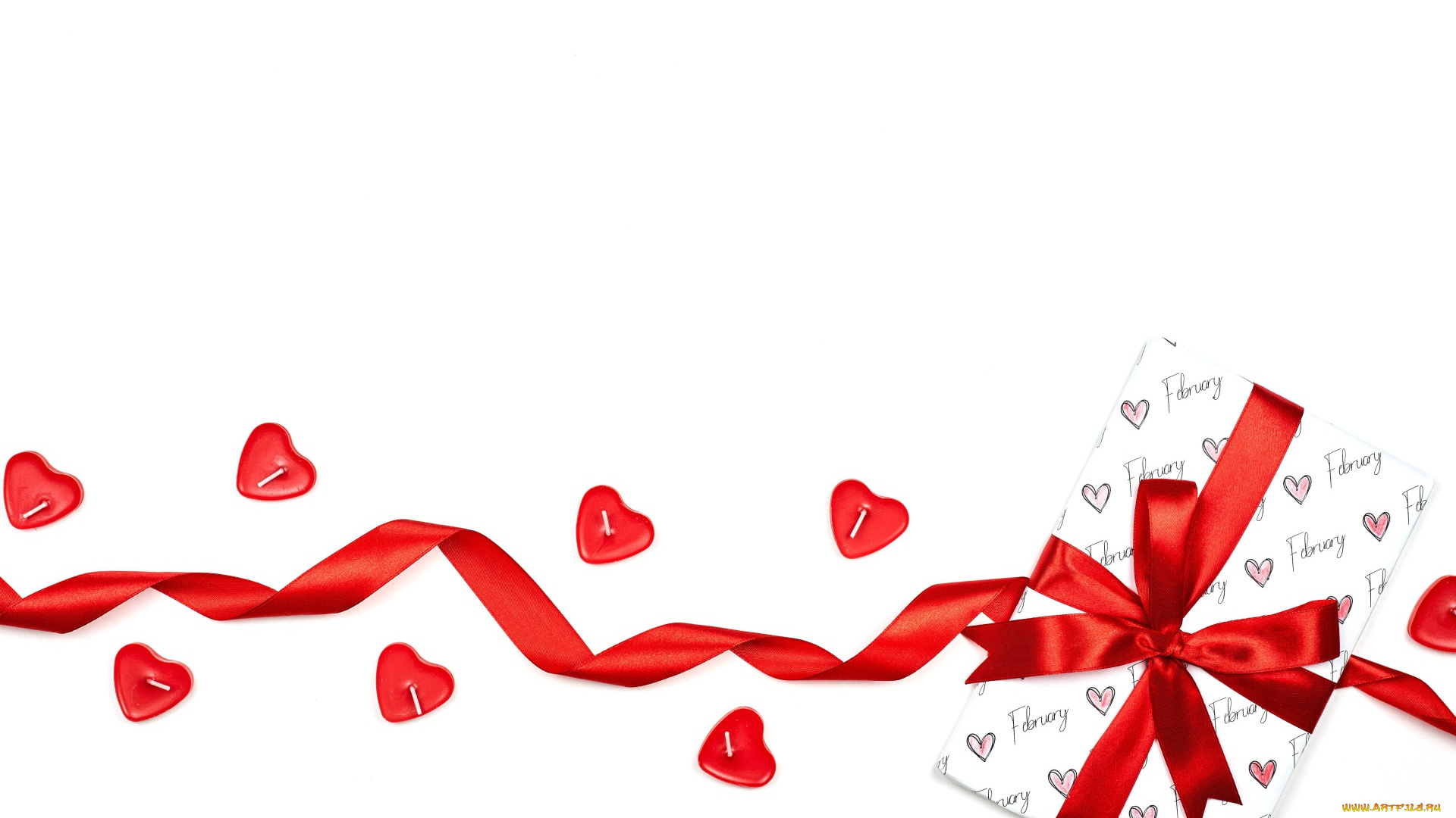 праздничные, день, святого, валентина, , сердечки, , любовь, лента, конверт, свечи, сердечки