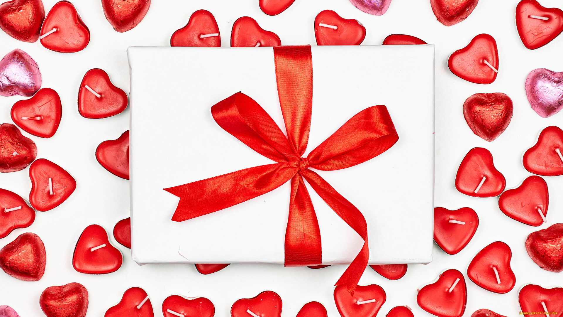 праздничные, подарки, и, коробочки, сердечки, свечи, коробка, подарок