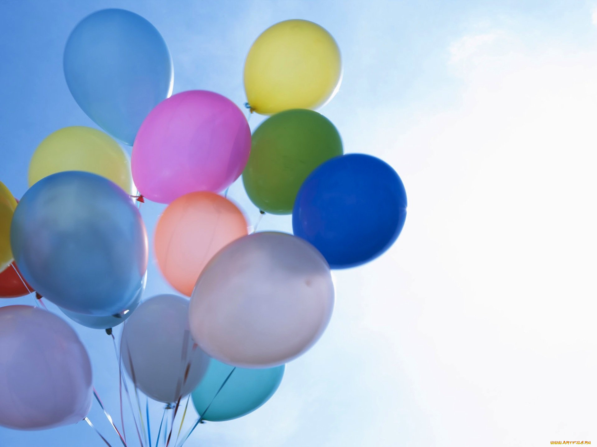 праздничные, шары, шарики, небо