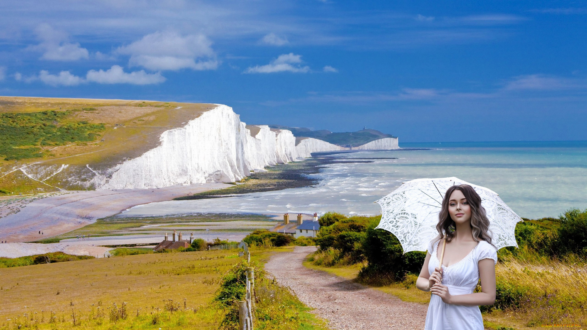 девушки, -, брюнетки, , шатенки, шатенка, зонтик, платье