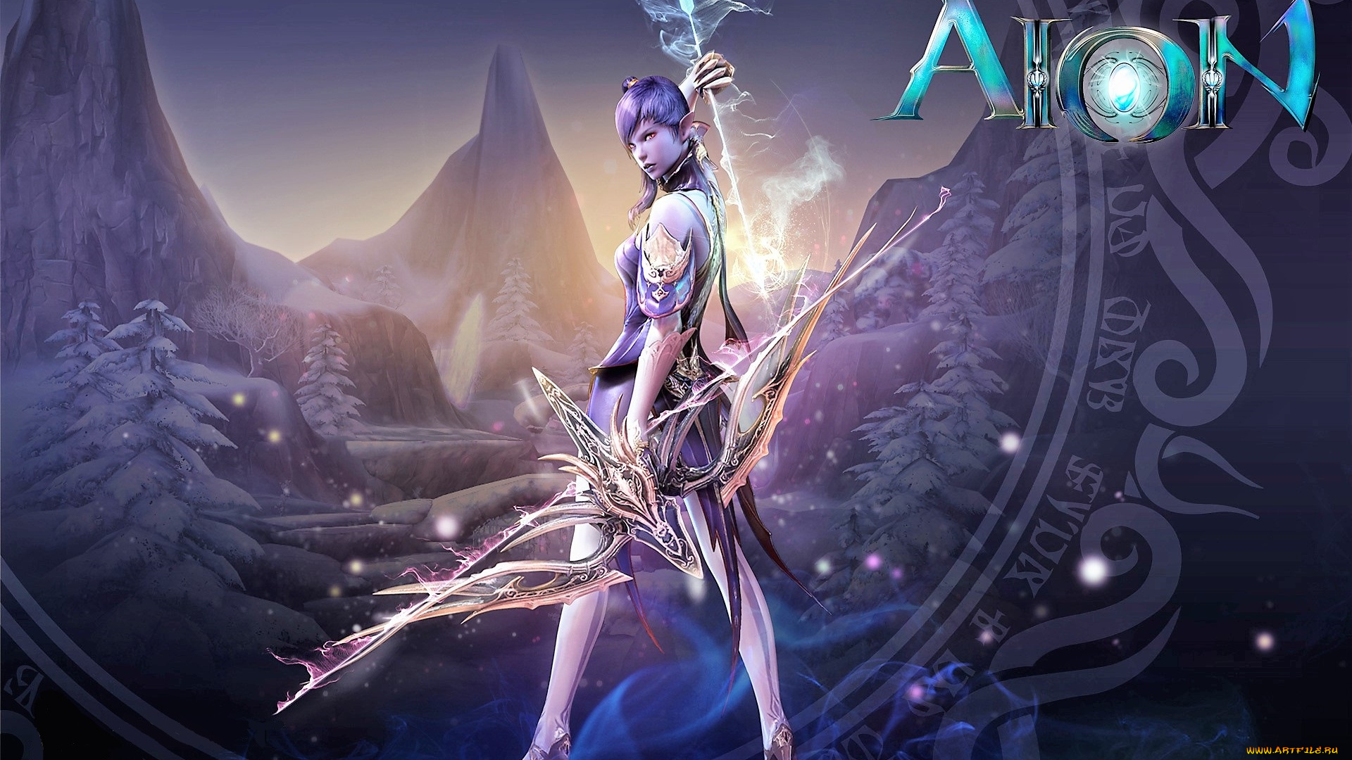 видео, игры, aion, девушка, лук, стрела