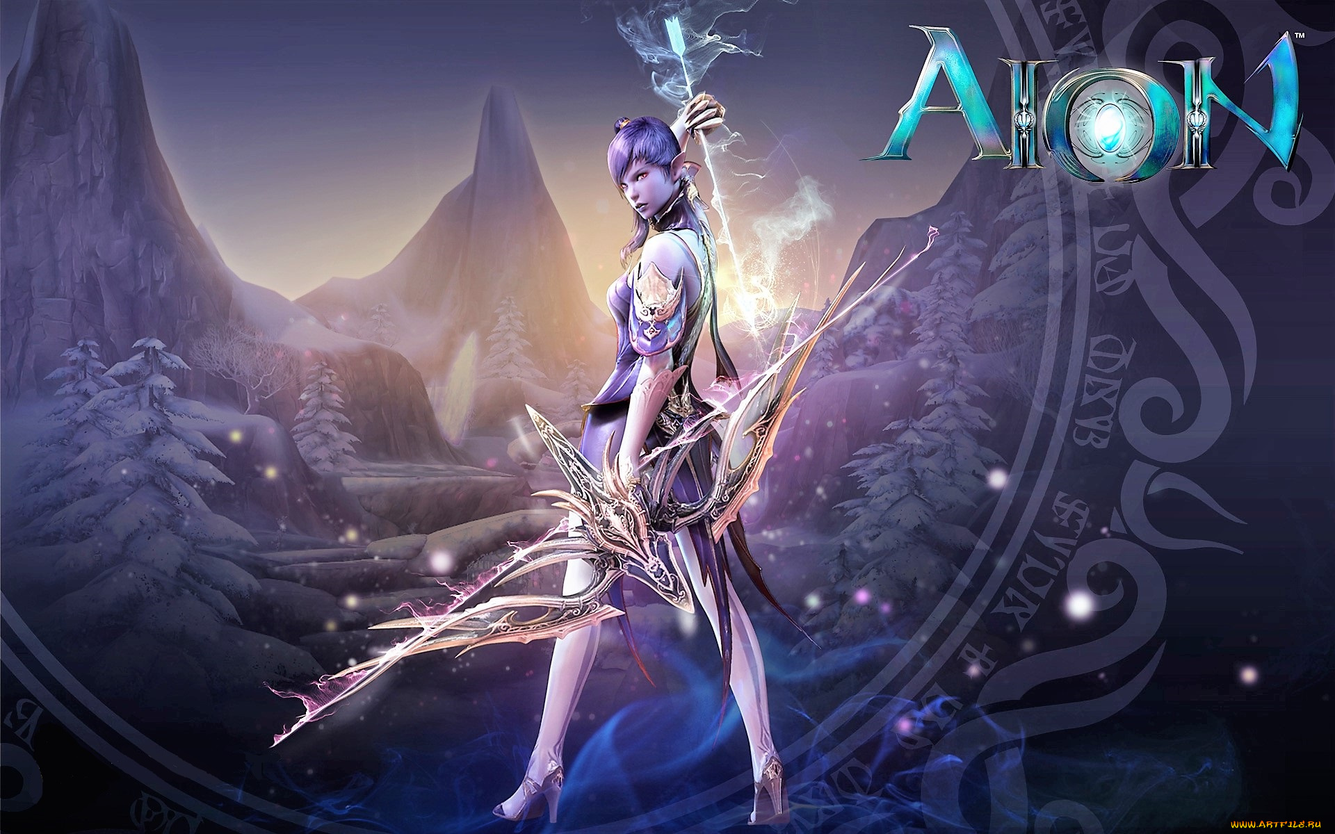 видео, игры, aion, девушка, лук, стрела