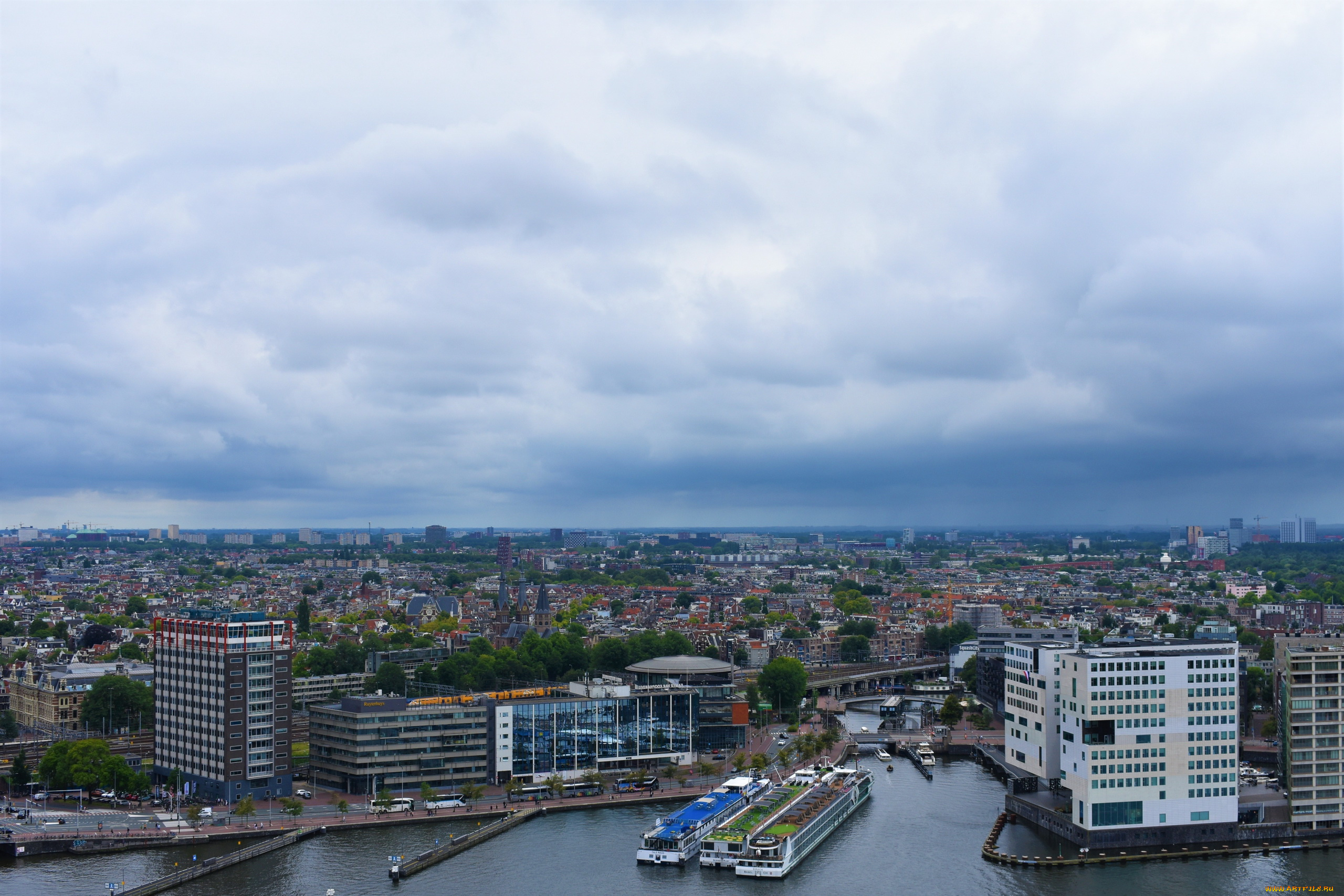 города, амстердам, , нидерланды, панорама