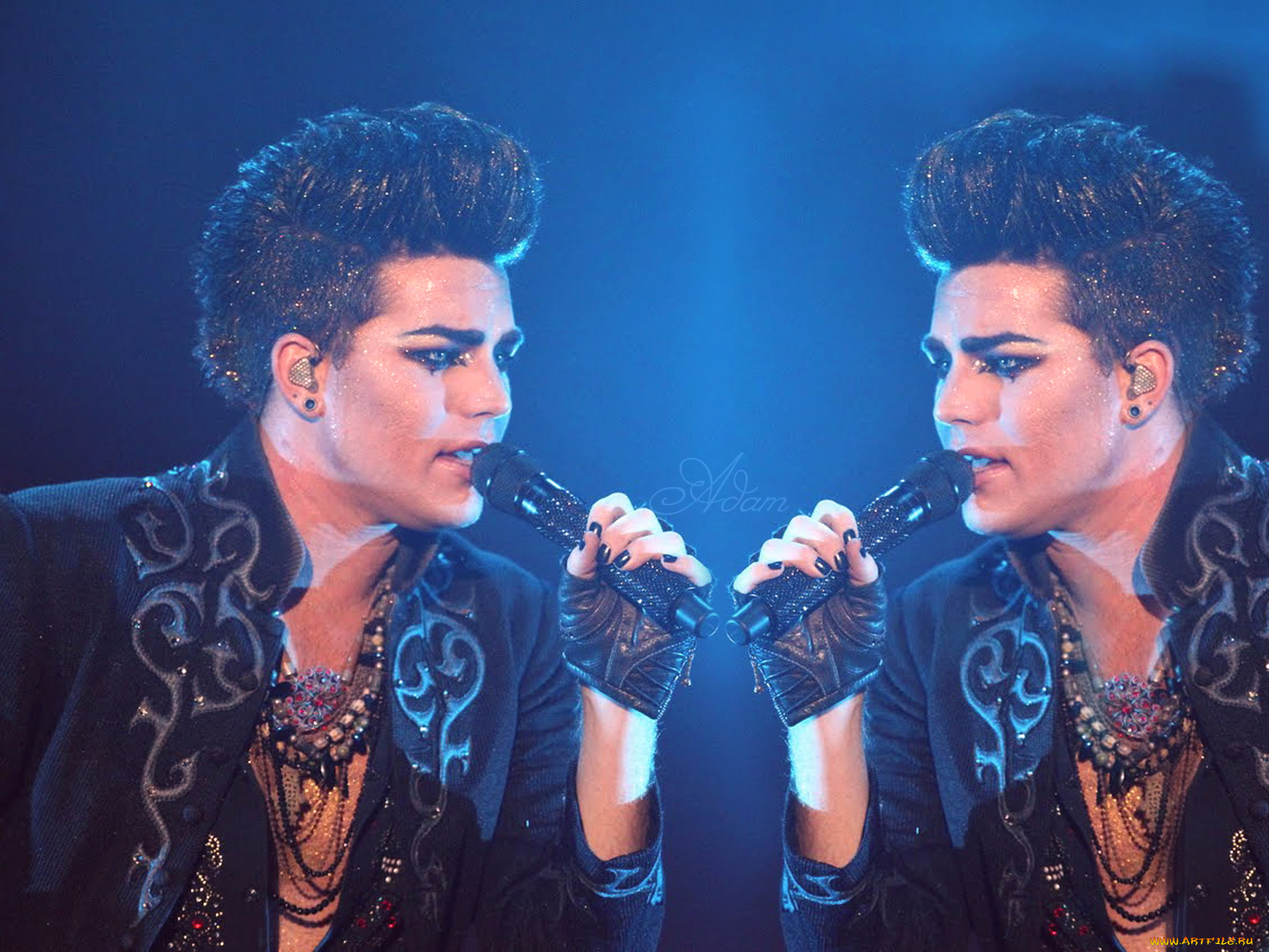 adam, lambert, музыка, микрофон, ожерелья, кожаные, перчатки