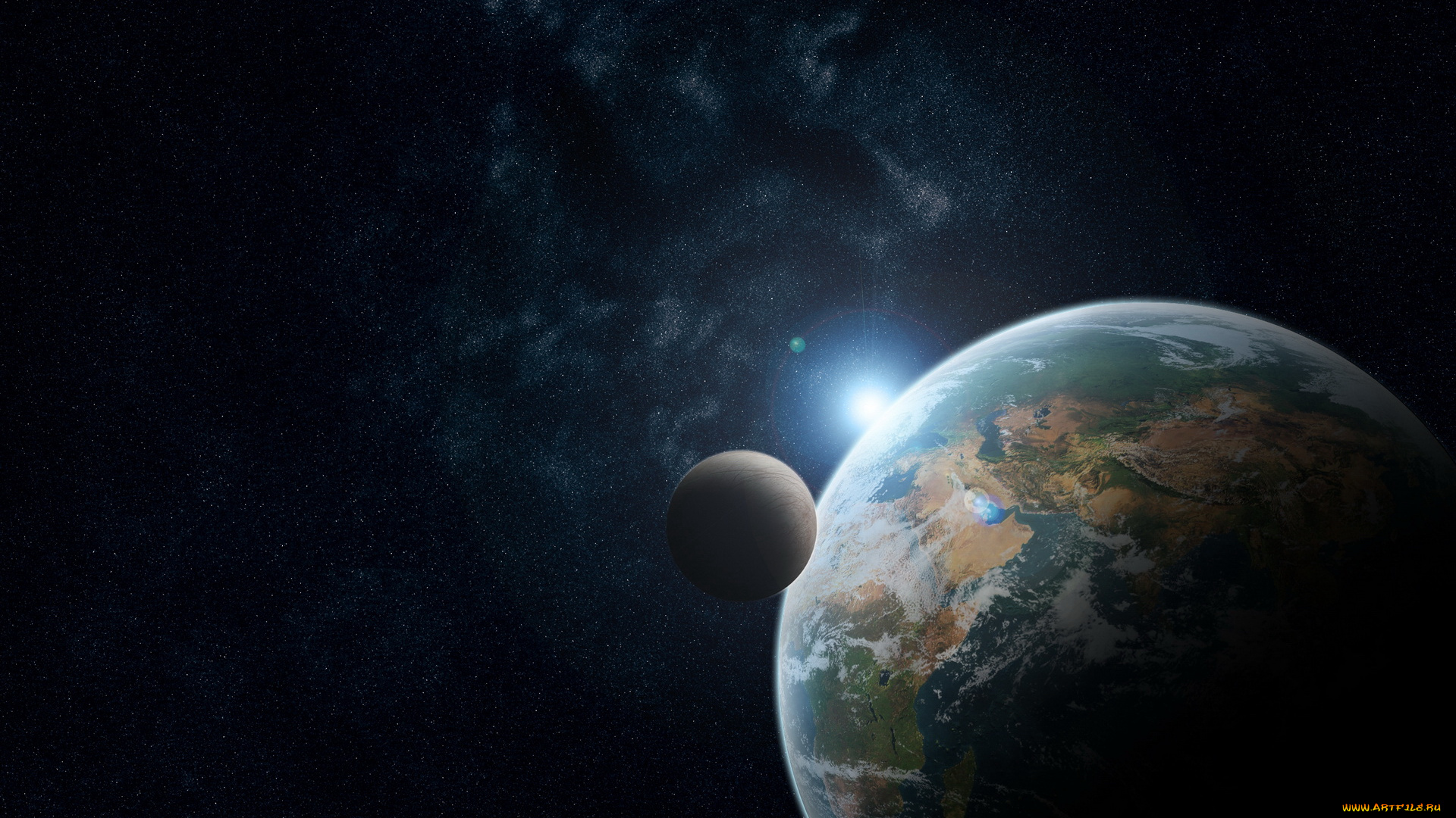 космос, арт, планета, земля