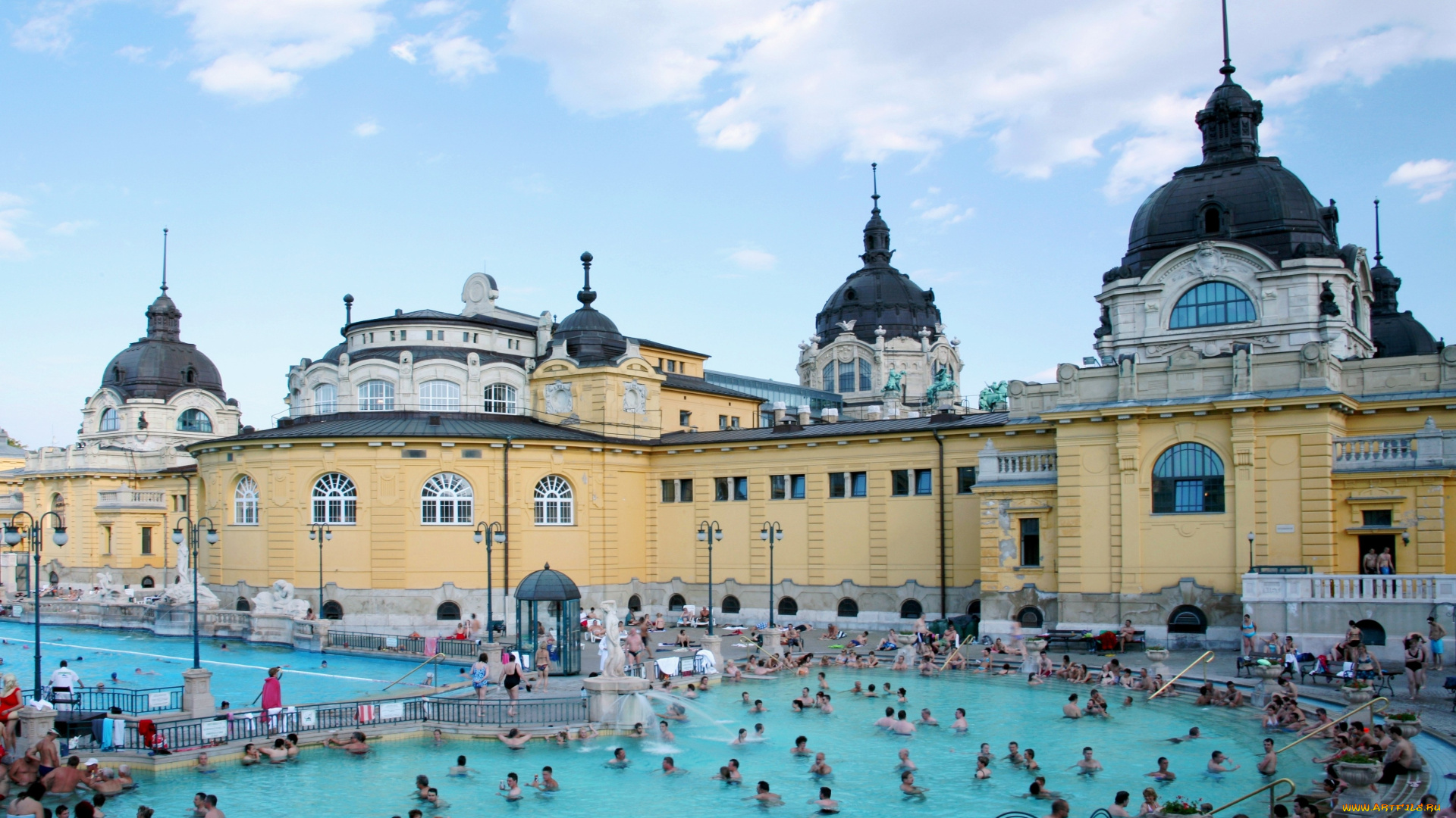 купальня, сечени, будапешт, венгрия, города, люди, бассейн