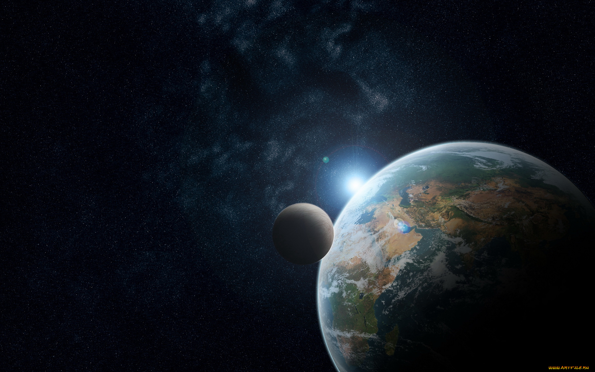 космос, арт, планета, земля