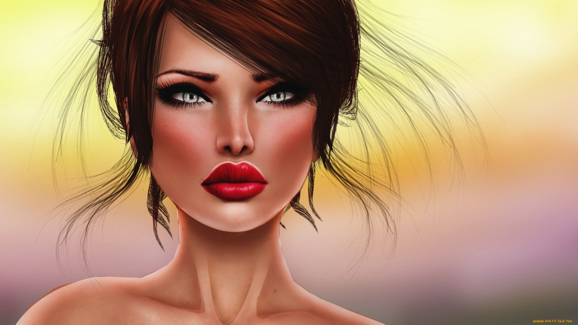 3д, графика, portraits, портрет, девушка, лицо, прическа