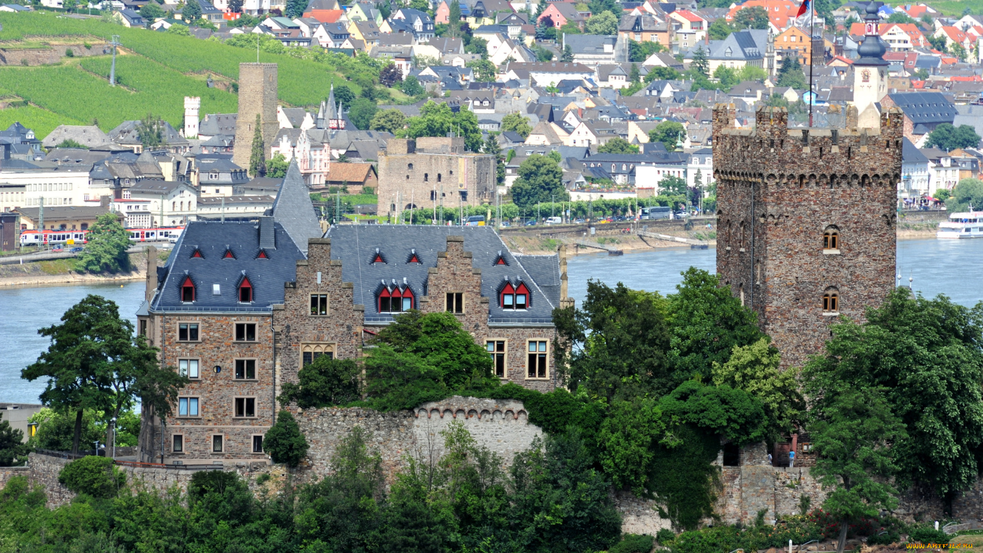 города, дворцы, замки, крепости, германия, burg, klopp, in, bingen