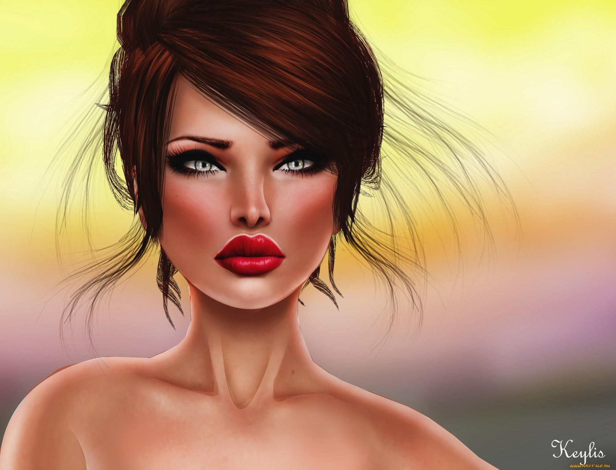 3д, графика, portraits, портрет, девушка, лицо, прическа