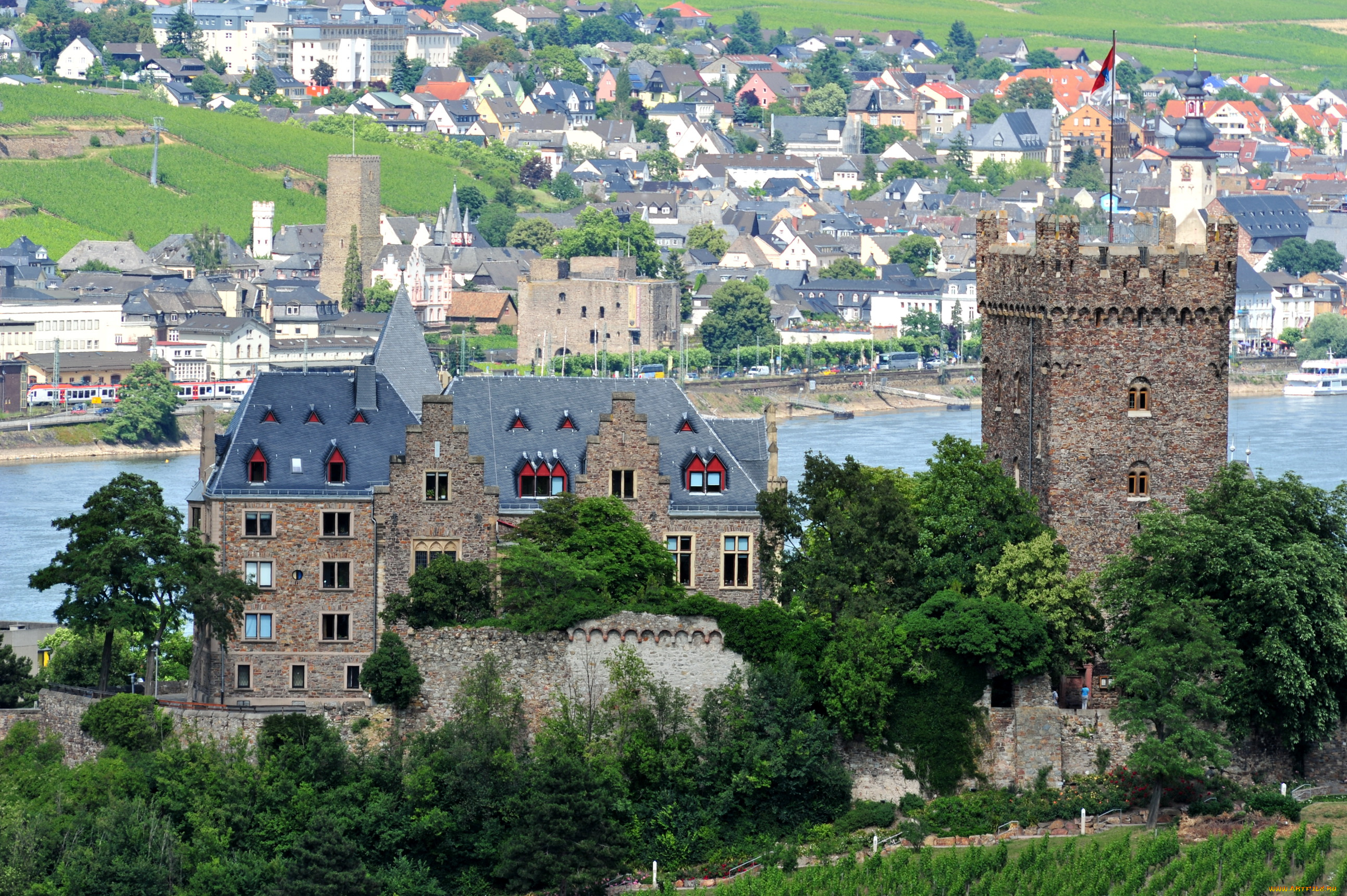 города, дворцы, замки, крепости, германия, burg, klopp, in, bingen