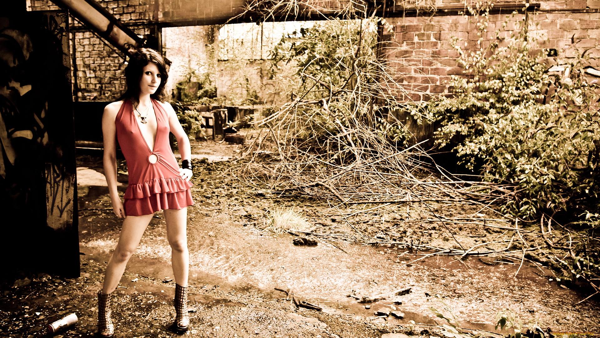 -Unsort, Брюнетки, Шатенки, девушки, unsort, брюнетки, шатенки, вода, ветки