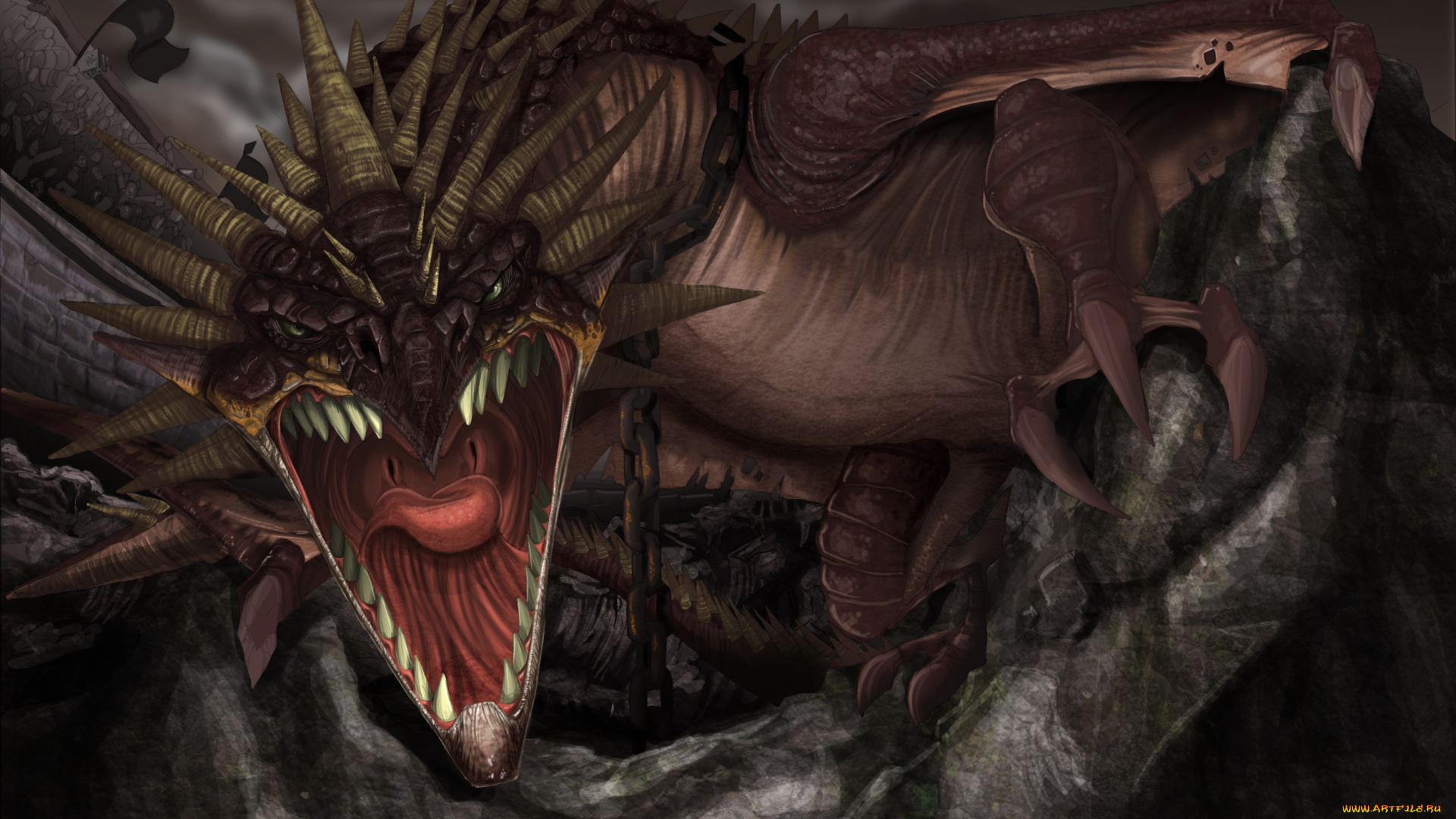 фэнтези, драконы, пасть, клыки, когти