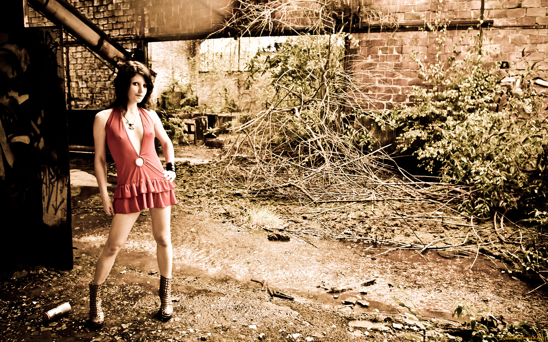 -Unsort, Брюнетки, Шатенки, девушки, unsort, брюнетки, шатенки, вода, ветки