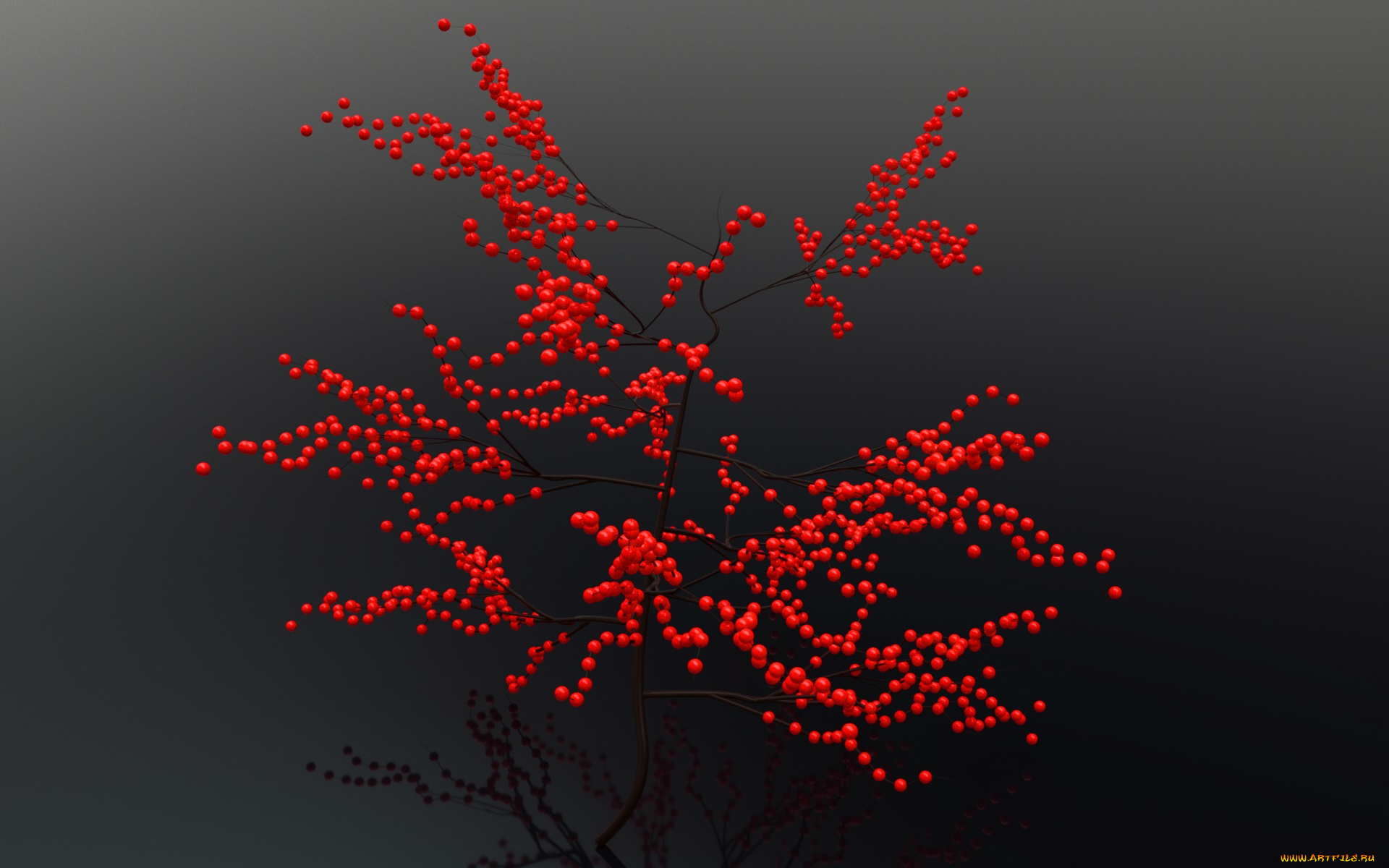 3д, графика, nature, landscape, природа, фон, ветка, ягоды