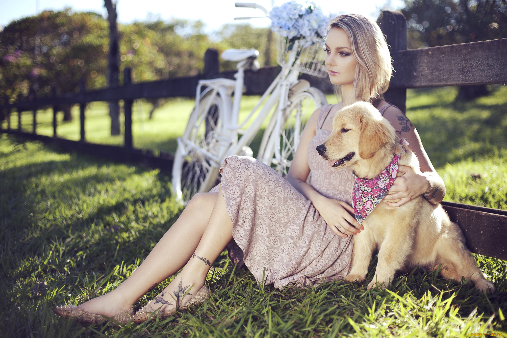 -Unsort, Блондинки, девушки, unsort, блондинки, велосипед, стрижка, дружба, собака