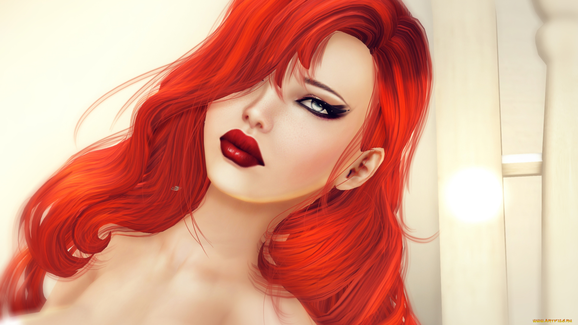 3д, графика, портрет, , portraits, рыжая