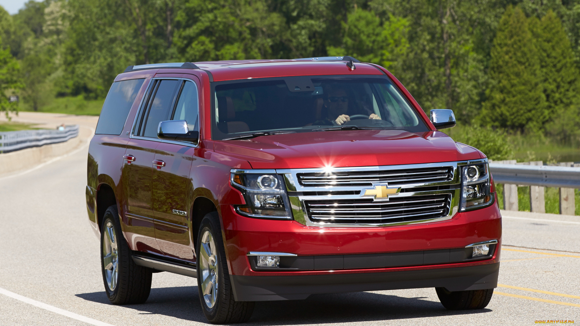 автомобили, chevrolet, suburban, 2014г, красный