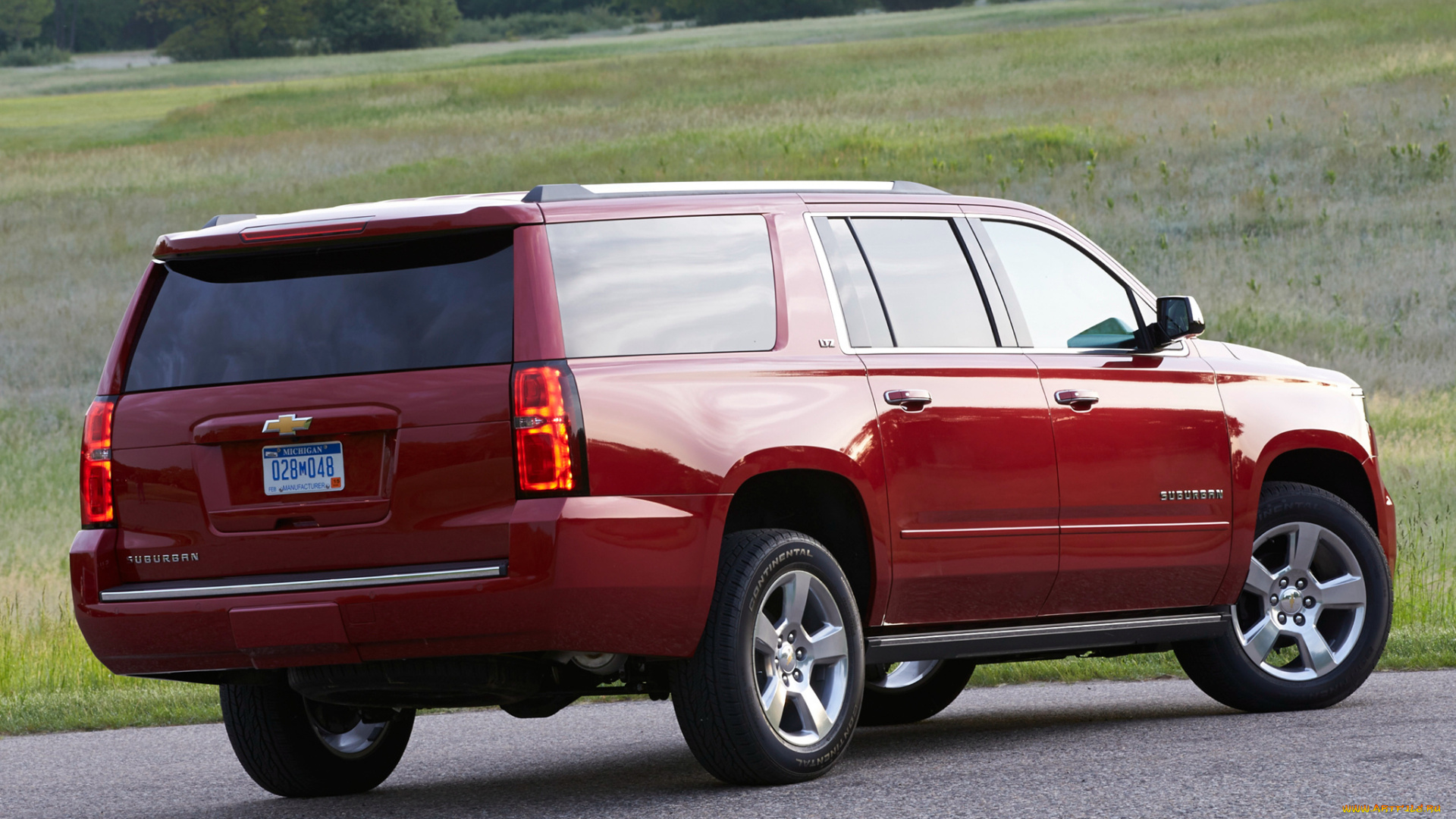 автомобили, chevrolet, suburban, 2014г, красный