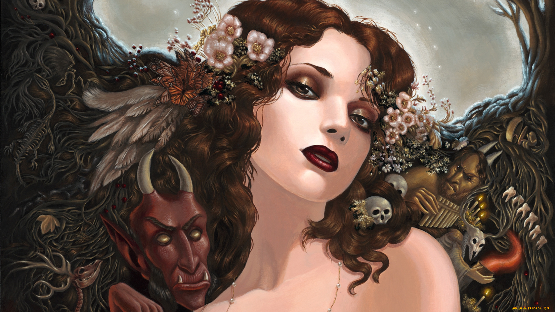 фэнтези, красавицы, и, чудовища, демон, взгляд