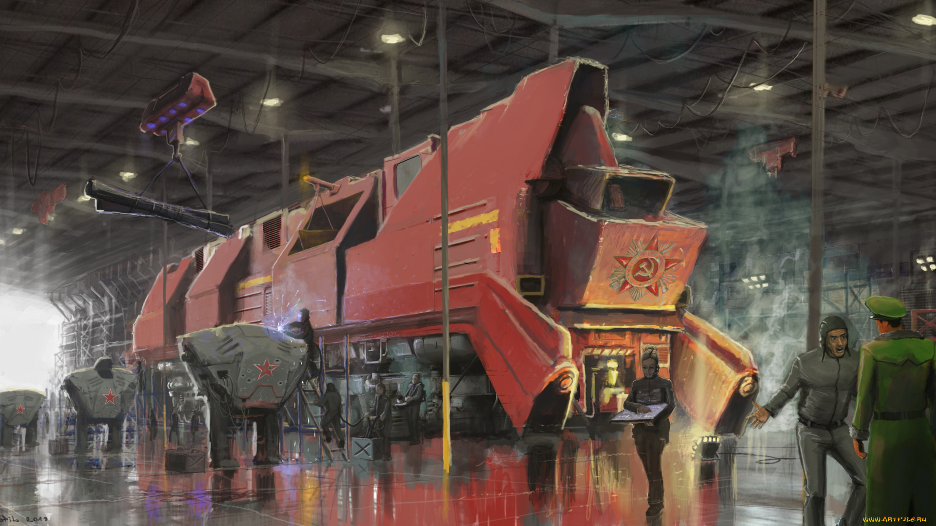 фэнтези, транспортные, средства, локомотив