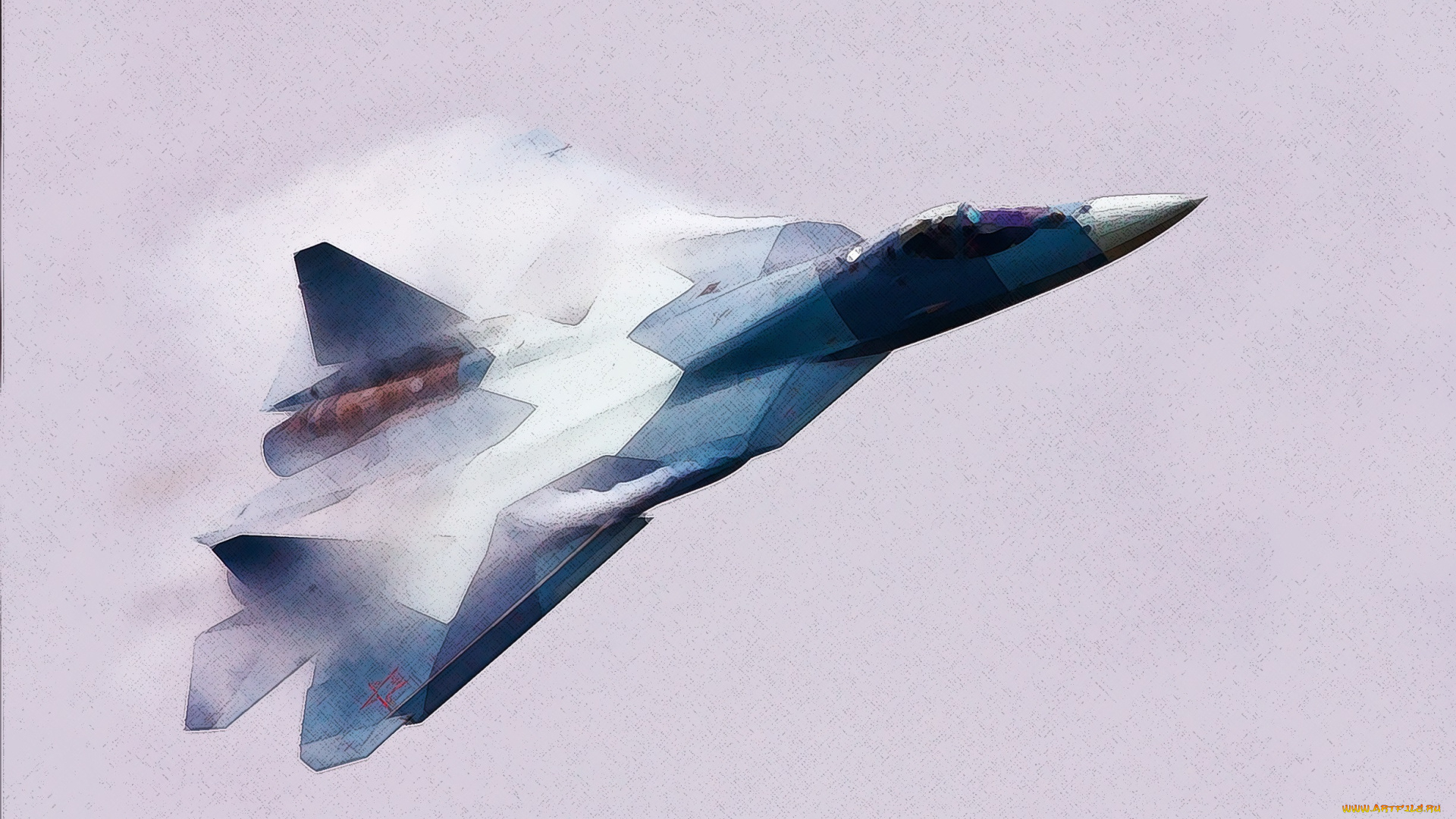 рисованные, авиация, летит, россия, истребитель, ввс, т-50, пак, фа, самолет, сухой, многоцелевой