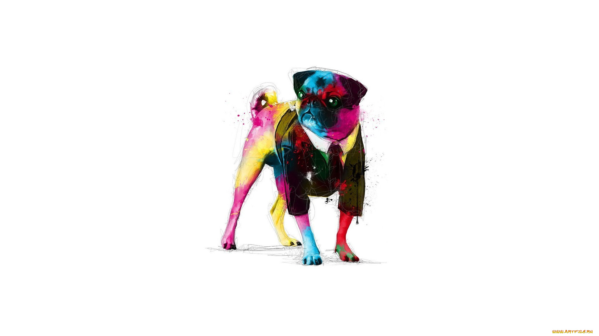 рисованные, минимализм, собака