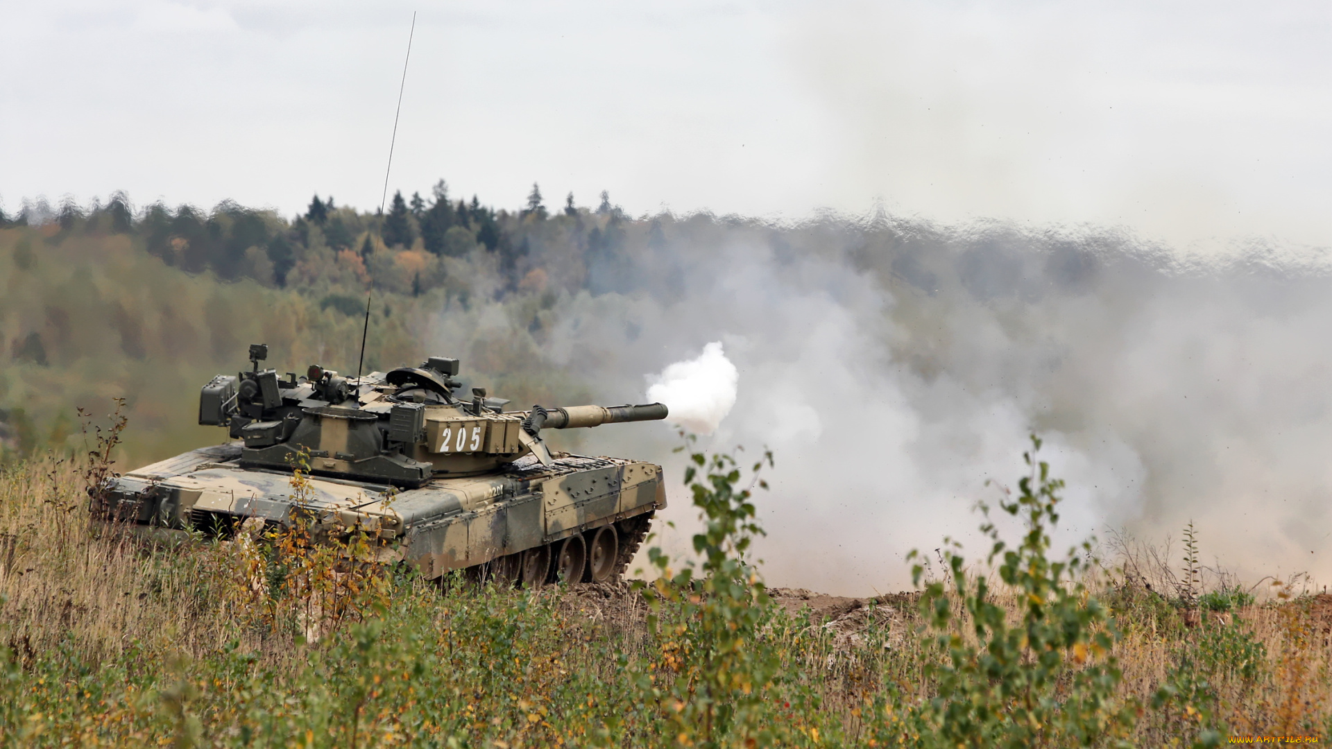 техника, военная, техника, дым, выстрел, т-80