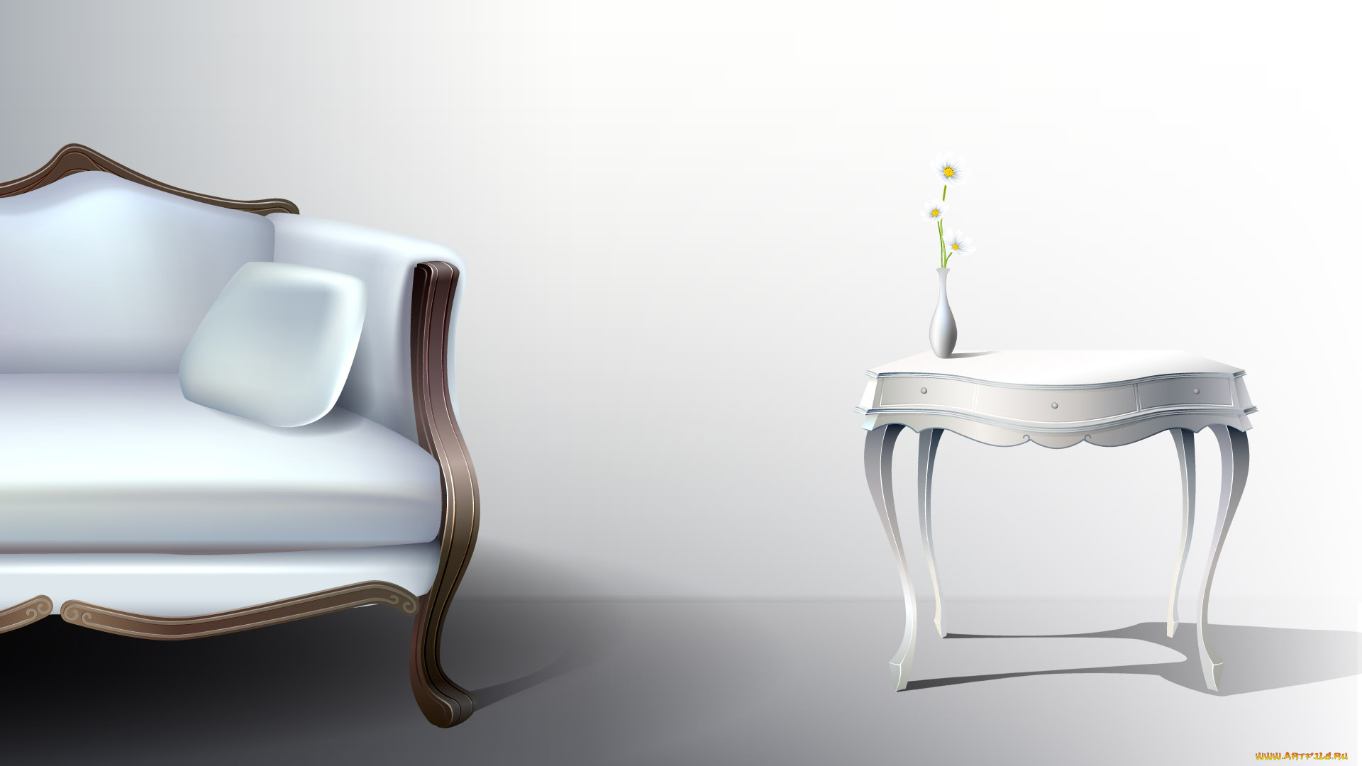 векторная, графика, комната, мебель