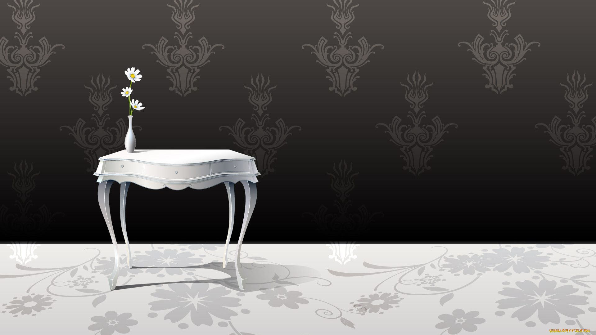 векторная, графика, мебель, комната