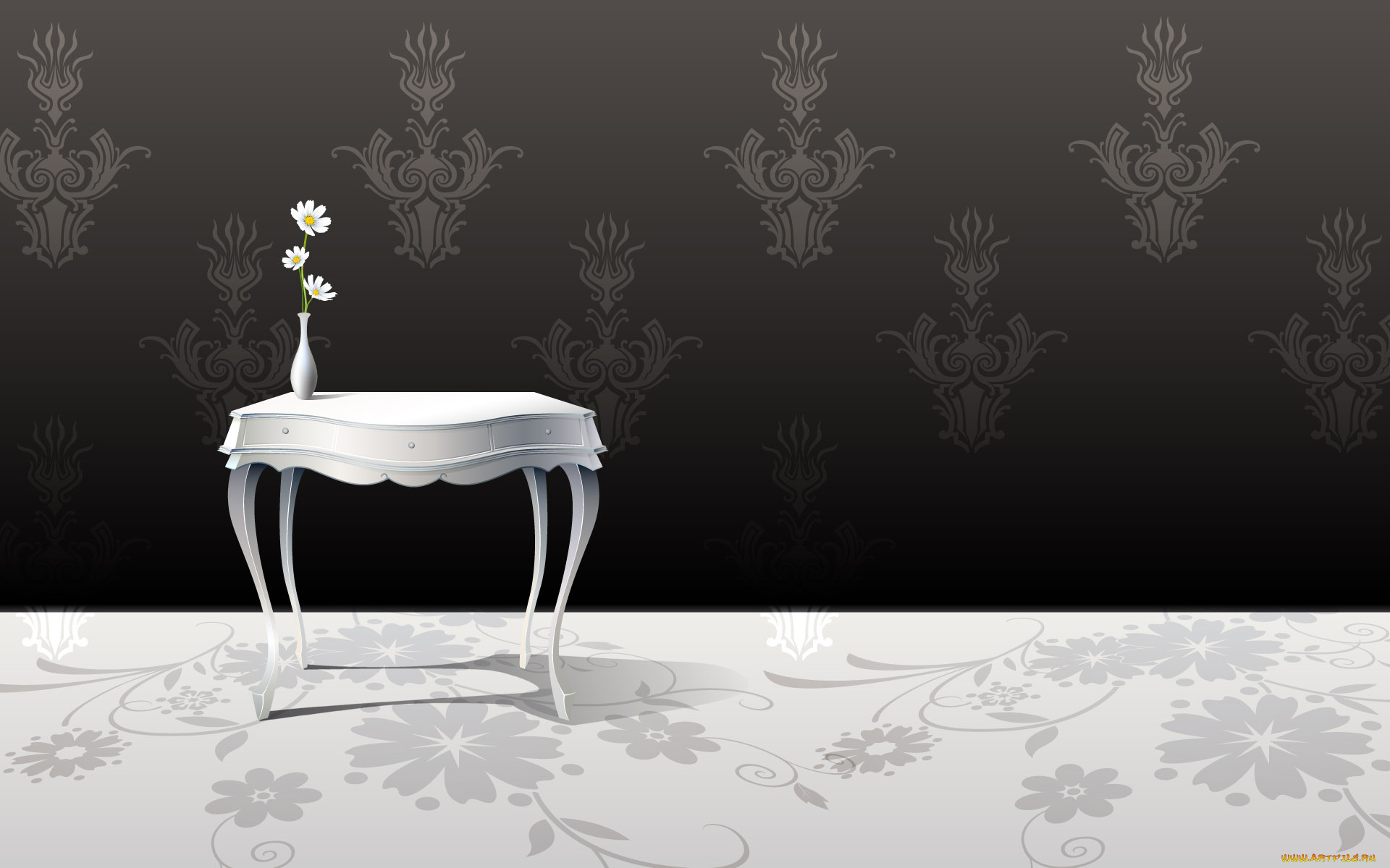 векторная, графика, мебель, комната